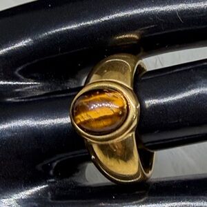 18k Gold P Genuine Tiger’s Eye Men’s Ring